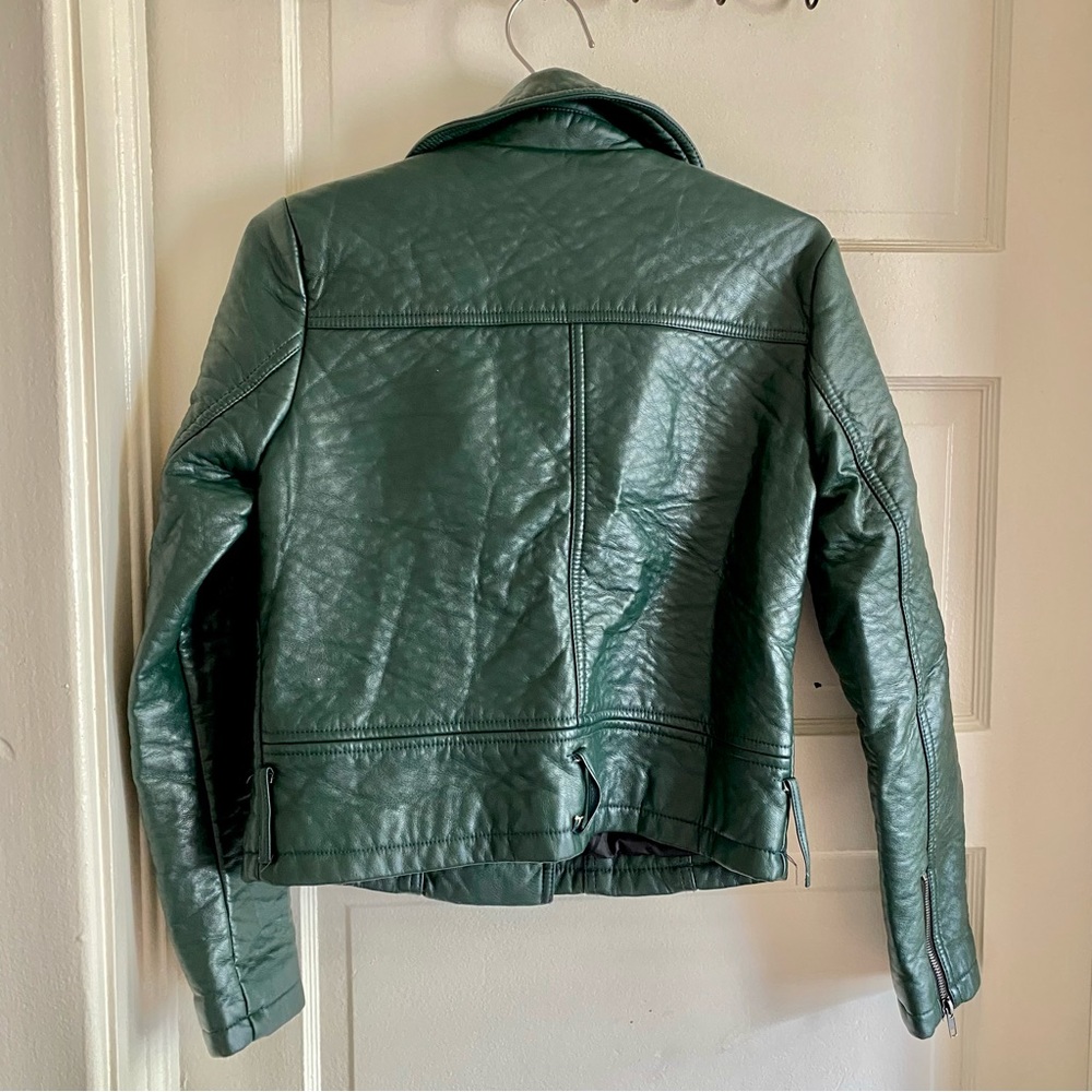 F21 /Forever21 green faux leather jacket - Picture 7 of 7